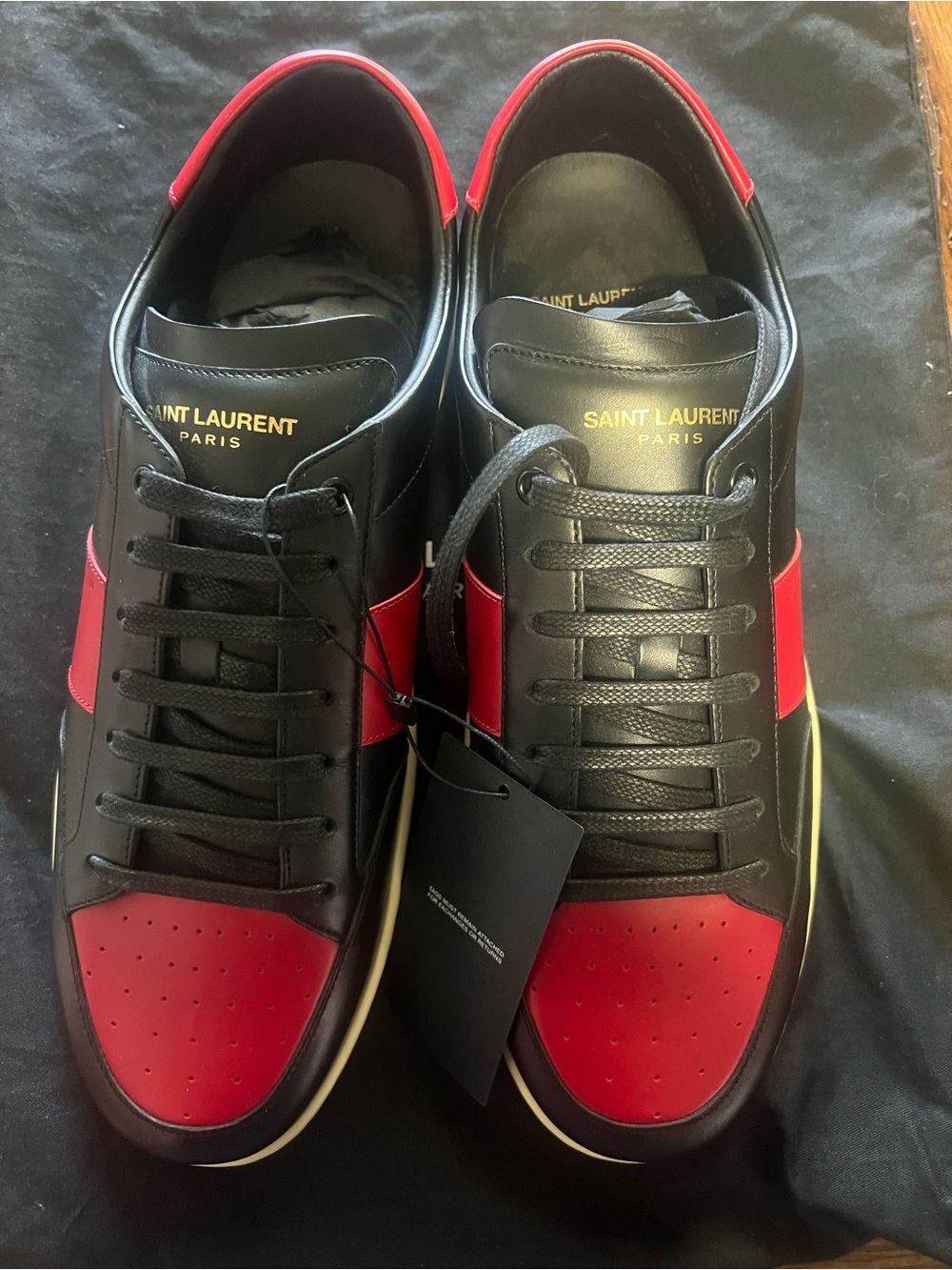Saint Laurent Black & Red Men's Low-Top Leather Sneakers